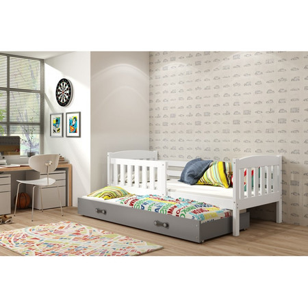 Dětská postel KUBUS s výsuvnou postelí 90x200 cm - bílá Šedá BMS