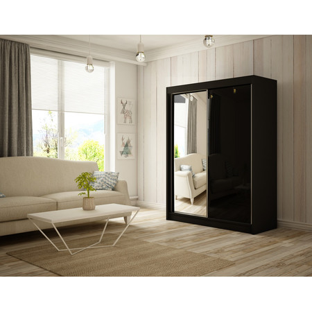 Kvalitní Šatní Skříň Velis 200 cm Černý mat Černá Furniture