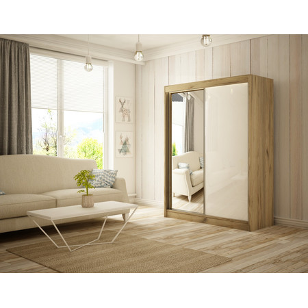 Kvalitní Šatní Skříň Velis 200 cm Dub craft Bílá Furniture
