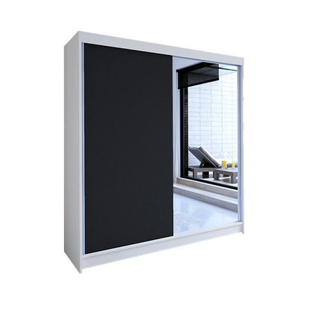 Šatní skříň TALIN I šířka 180 cm - bílá/černá ankon