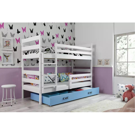 Dětská patrová postel ERYK 80x190 cm - bílá Modrá BMS