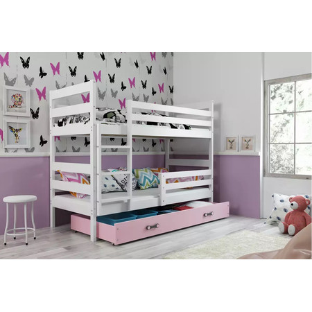 Dětská patrová postel ERYK 80x190 cm - bílá Růžová BMS