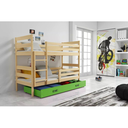 Dětská patrová postel ERYK 80x190 cm - borovice Zelená BMS