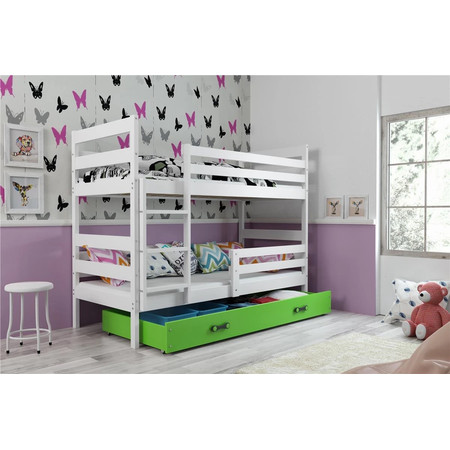 Dětská patrová postel ERYK 90x200 cm - bílá Zelená BMS