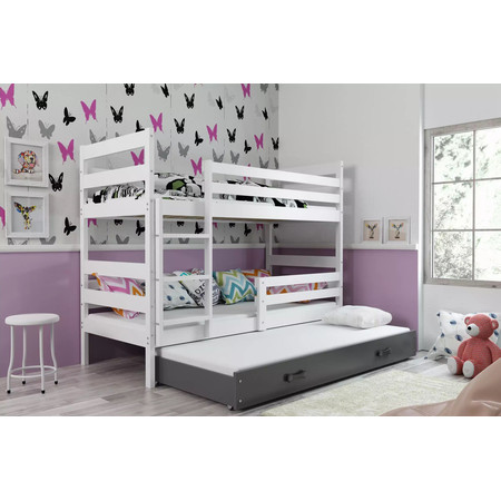 Dětská patrová postel ERYK s výsuvným lůžkem 80x160 cm - bílá Šedá BMS