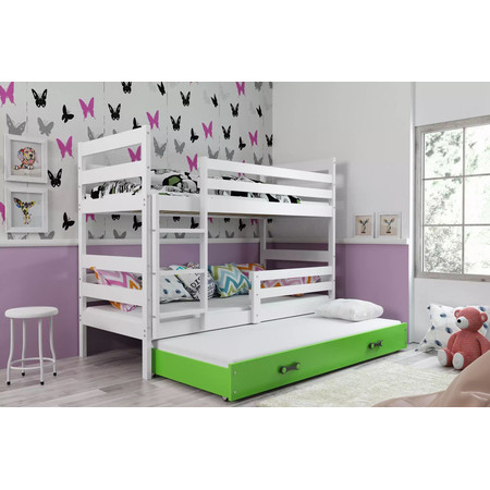 Dětská patrová postel ERYK s výsuvným lůžkem 80x160 cm - bílá Zelená BMS