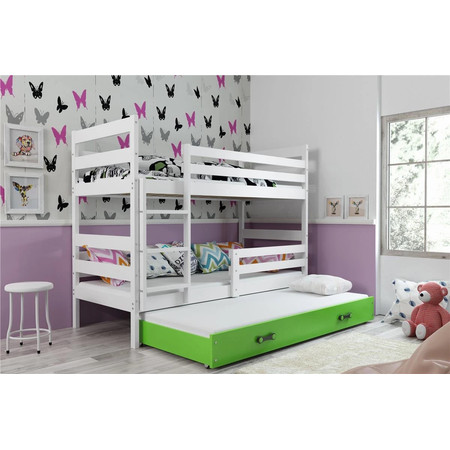 Dětská patrová postel ERYK s výsuvným lůžkem 90x200 cm - bílá Zelená BMS