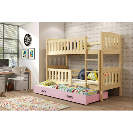 Dětská patrová postel KUBUS s úložným prostorem 90x200 cm - borovice Ružové BMS