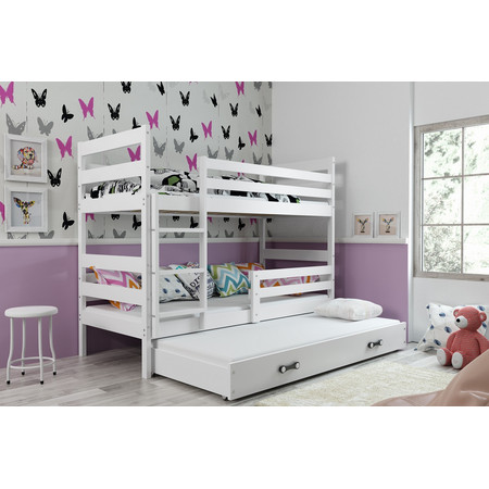 Dětská patrová postel s výsuvnou postelí ERYK 200x90 cm Ružové Bílá BMS