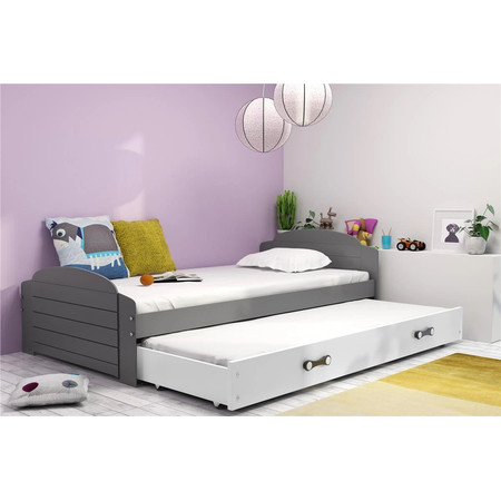Dětská postel LILI s výsuvným lůžkem 90x200 cm - grafit Bílá BMS