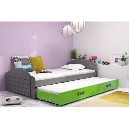 Dětská postel LILI s výsuvným lůžkem 90x200 cm - grafit Zelená BMS