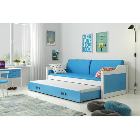 Dětská postel nebo gauč s výsuvnou postelí DAVID 200x90 cm Růžová Borovice BMS
