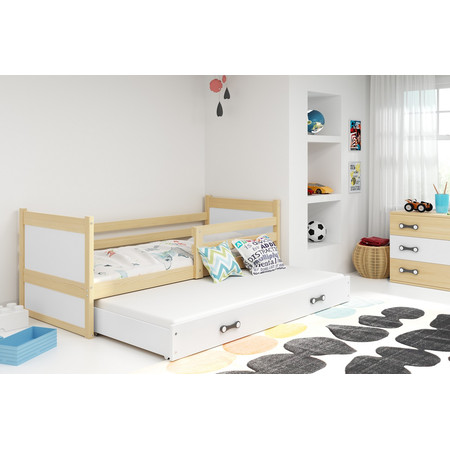 Dětská postel s výsuvnou postelí RICO 190x80 cm Bílá Ružové BMS